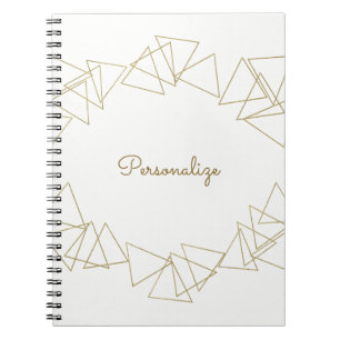 Caderno Espiral Triângulos Geométricos Dourados Glamour Moderno Ch