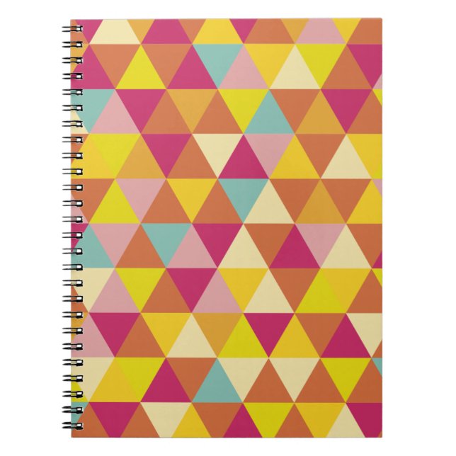 Caderno Espiral Triângulos Multicolores Polígonos em Forma Geométr (Frente)