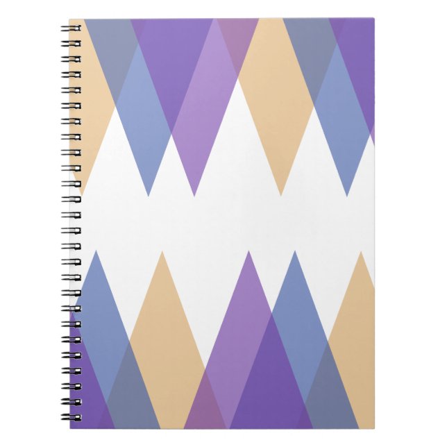 Caderno Espiral Triângulos roxos, azuis e amarelos (Frente)