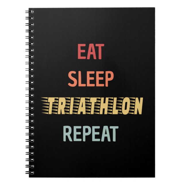 Caderno Espiral Triatlo - Comer Dormir Triatlo Repetir (Frente)