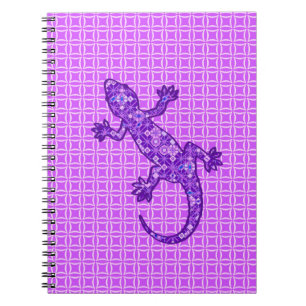 Caderno Espiral Tribal batik Gecko - violeta e ametista roxo