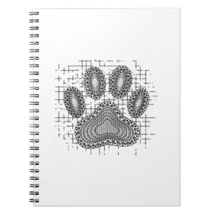 Caderno Espiral Tribal Dog Paw Imprimida Em Fundo Distinto