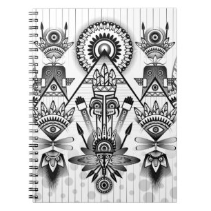 Caderno Espiral Tribal Nativo abstrato