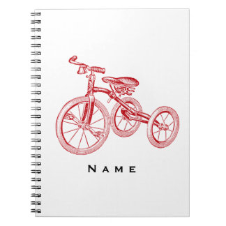 Caderno Espiral Triciclo do vermelho do vintage