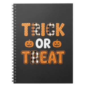 Caderno Espiral Trick or Treat Halloween Abóbora Design Vector_1