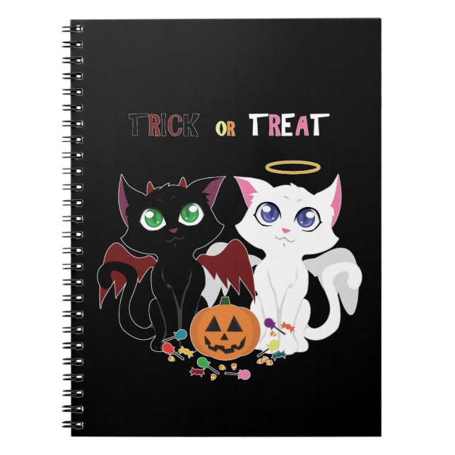 Caderno Espiral Trick ou Tratar Kittens (Frente)