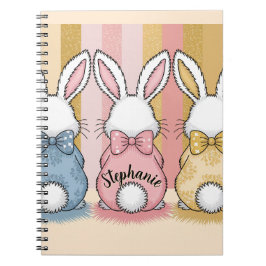Caderno Espiral Trio de 3 Coelhinhos, Nome Personalizado