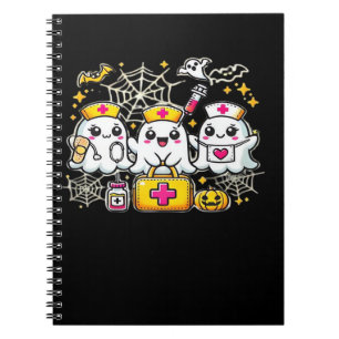 Caderno Espiral Trio de Enfermeiras Fantasmas de Halloween Fofo co