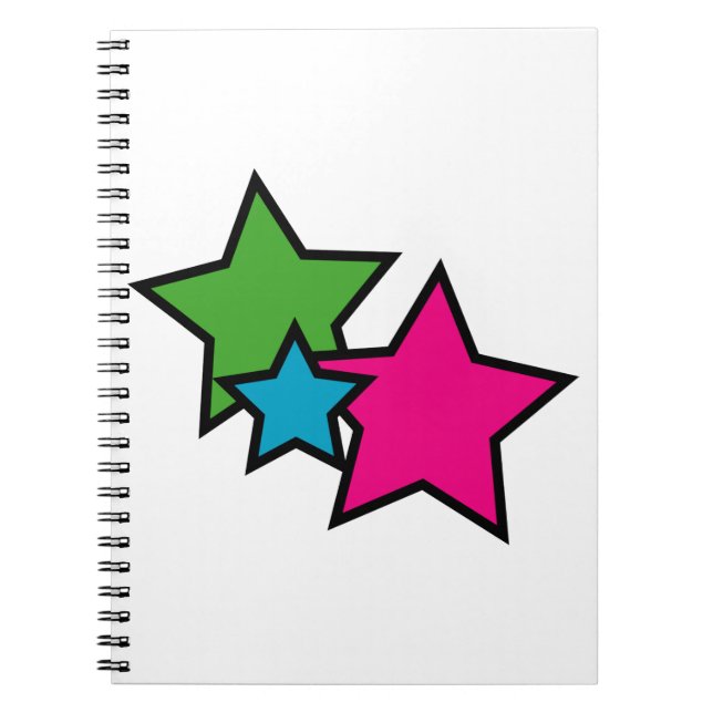 Caderno Espiral Trio de Estrelas Neon Brilhantes (Frente)