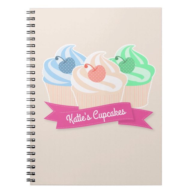 Caderno Espiral Trio doce do cupcake (Frente)