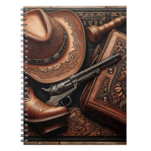 Caderno Espiral Trio Ocidental: Chapéu, Raízes, Revolver