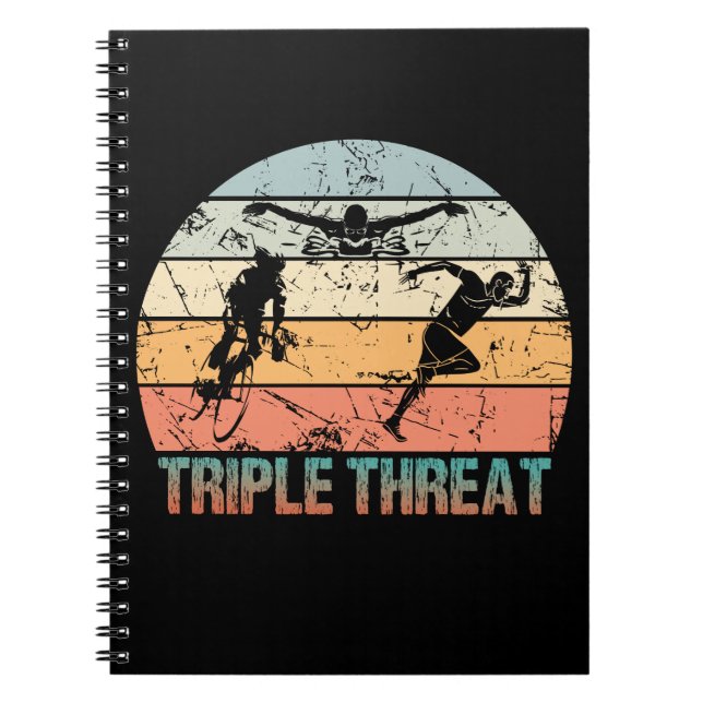 Caderno Espiral Tripla Ameaça - Atleta Triathlon (Frente)