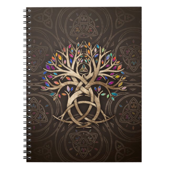 Caderno Espiral Triquetra Tree of life Folhas coloridas (Frente)