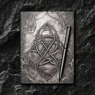 Caderno Espiral Triquetra Trinity Knot Silvery Pewter Faux Metal