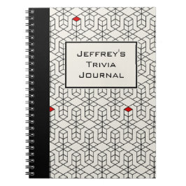 Caderno Espiral Trivia Geométrica Personalizável de Preto e Branco
