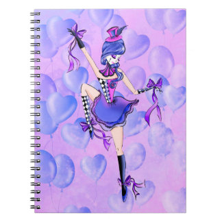 Caderno Espiral Trixie Cute Bailarina Balões azuis