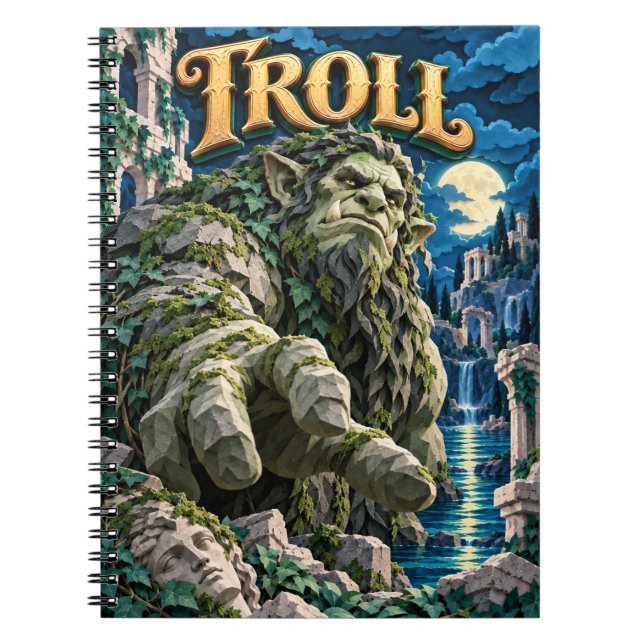 Caderno Espiral Troll, Monstro de Recorte de Papel (Frente)
