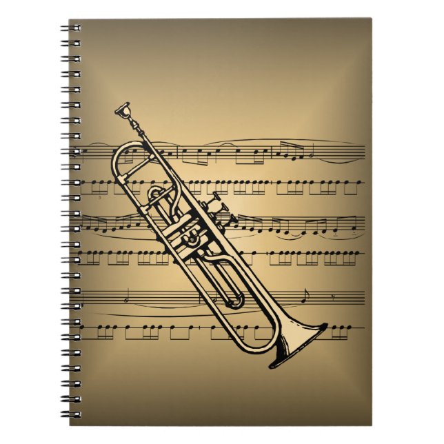 Caderno Espiral Trombeta com fundo da partitura (Frente)