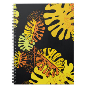 Caderno Espiral Tropicais de verão com padrão de folhas exótico
