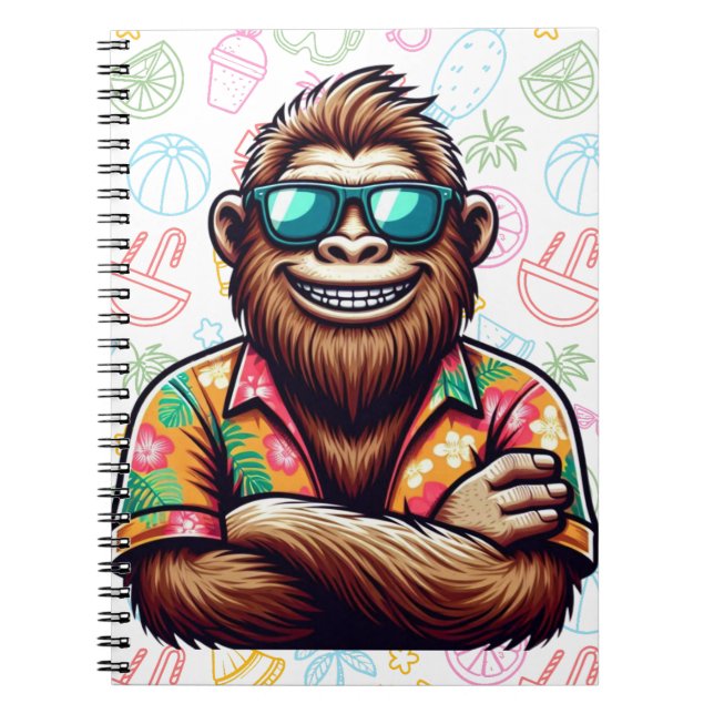 Caderno Espiral Tropical/Beach yeti/bigfoot (Frente)