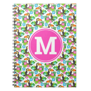 Caderno Espiral Tropical de Verão e padrão floral