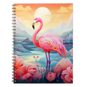 Caderno Espiral Tropical Flamingo com Flores-76280