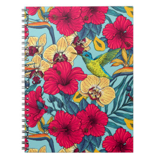 Caderno Espiral Tropical Florals and Hummingbird - Summer Botanica
