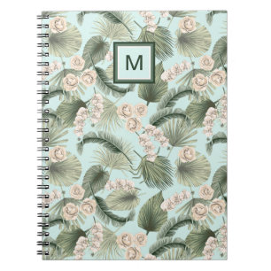 Caderno Espiral Tropical Garden Floral Orchid & Palm Pattern