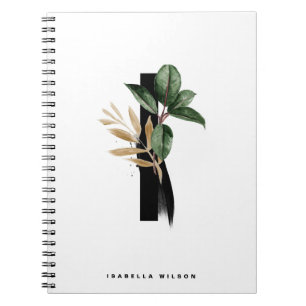 Caderno Espiral Tropical Greenerescência - Letra I Monograma Perso