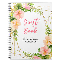 Caderno Espiral Tropical Jungle Floral Wedding Guest Book