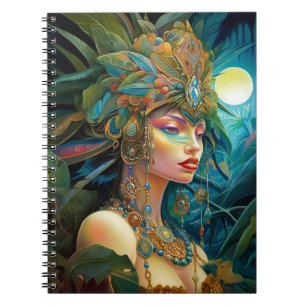 Caderno Espiral Tropical Lady Fantasy Art