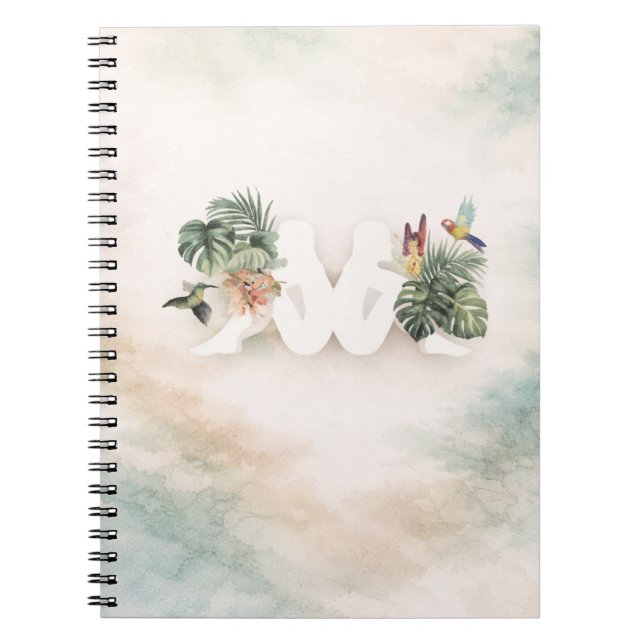 Caderno Espiral Tropical Leaves & Birds Aesthetic Design  (Frente)