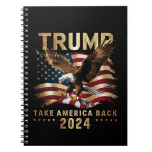 Caderno Espiral Trump 2024 Devolva a América Bandeira Americana Tr
