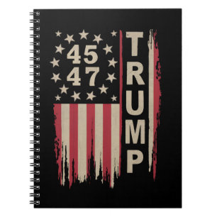 Caderno Espiral Trump 45 47 Antigo Retro América Bandeira EUA