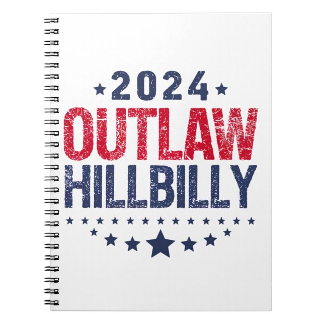 Caderno Espiral Trump Vance 2024 Outlaw Hillbilly US Flag (Frente)