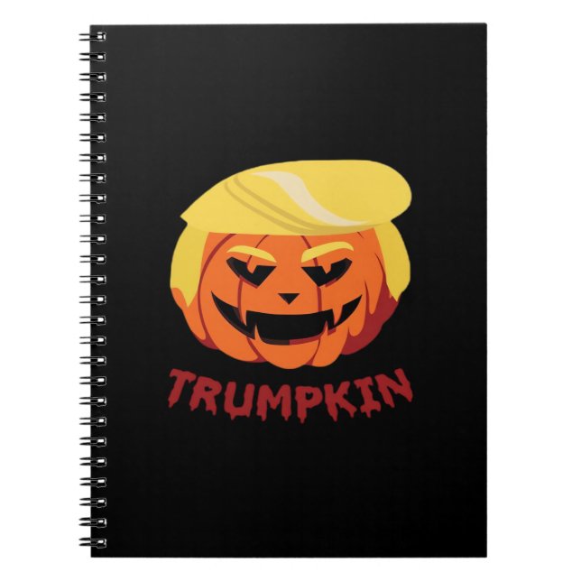 Caderno Espiral Trumpkin Assustador do Halloween Clássico (Frente)