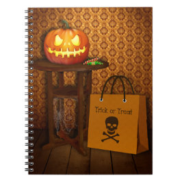 Caderno Espiral Truque ou tratamento de abóbora do Halloween
