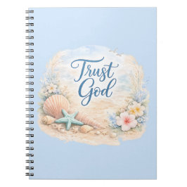 Caderno Espiral "Trust God" Coastal Beach Watercolor Christian