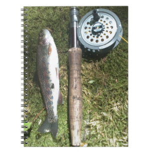 Caderno Espiral truta arco-íris e bobina de pesca voadora