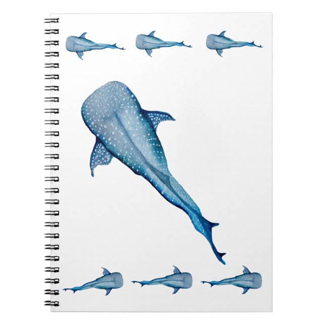 Caderno Espiral Tubarão-baleia-aquarela (Frente)