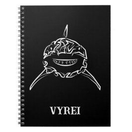 Caderno Espiral Tubarão-branco-Excelente-tribal preto e branco