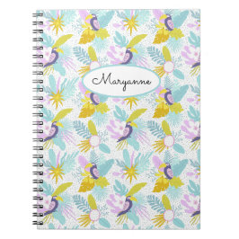 Caderno Espiral Tucano Azul Esverdeado Roxo Tropical Personalizar 