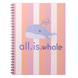 Caderno Espiral Tudo é as listras da baleia (azul, cor-de-rosa)