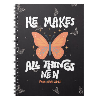 Caderno Espiral Tudo Novo Versículo Bíblico da Fé Cristã