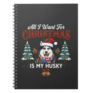 Caderno Espiral Tudo O Que Queremos No Natal É Cachorro Husky Com