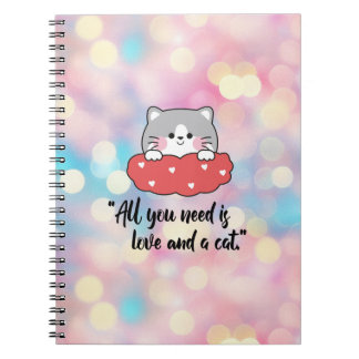 Caderno Espiral Tudo o que Você Precisa É Amor e um Gato – Amante