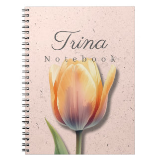 Caderno Espiral Tulip Floral Notebook Name | Pastel Journal