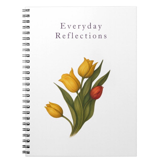 Caderno Espiral Tulip Reflections — Crisp White Luxe Journal (Frente)