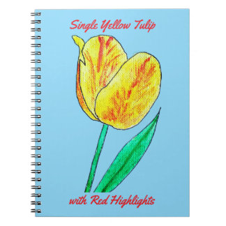 Caderno Espiral Tulipa Amarela Única com Destaques Vermelhos
