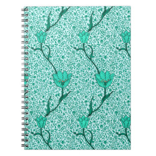 Caderno Espiral Tulipa Damask Art Nouveau, Turquesa